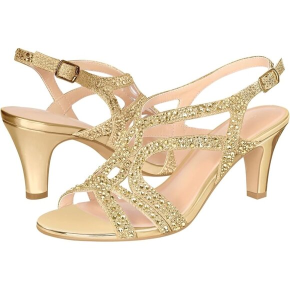 Pizz Annu Amelia Size 7 Rhinestone Heeled Sandals Strappy Design Luxurious Look - Picture 5 of 8